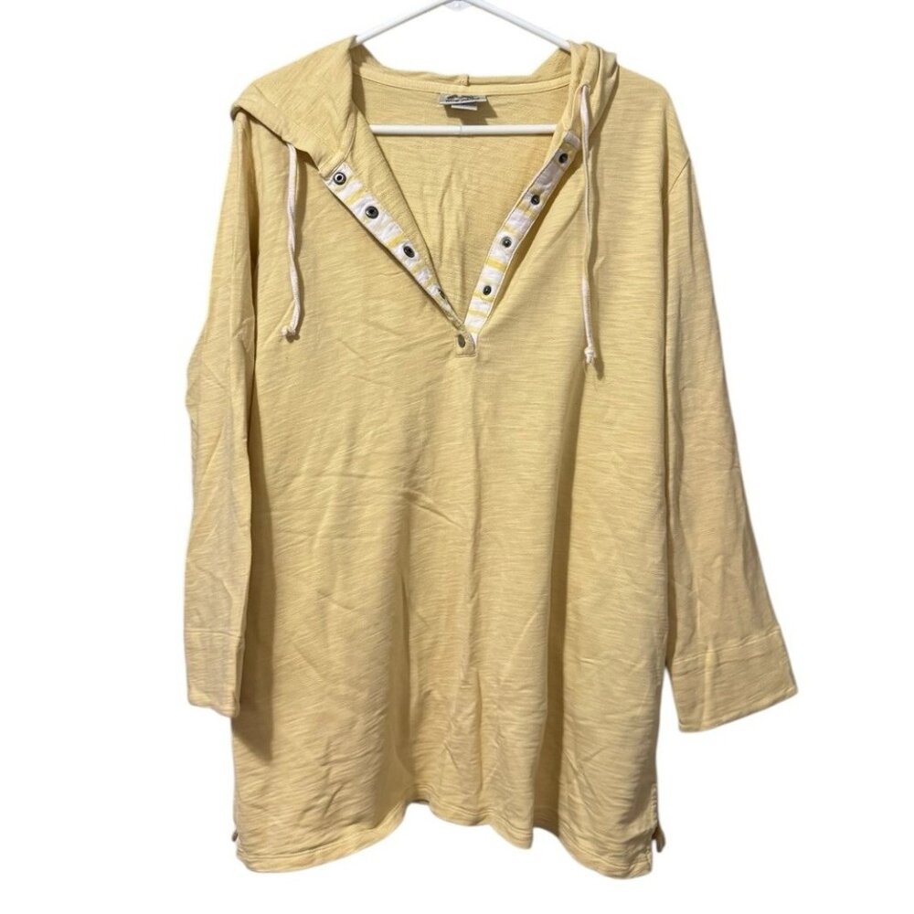 Wild Palms Hooded Sweatshirt Top Size Large Long Sleeve Cotton‎ Beach Vacation